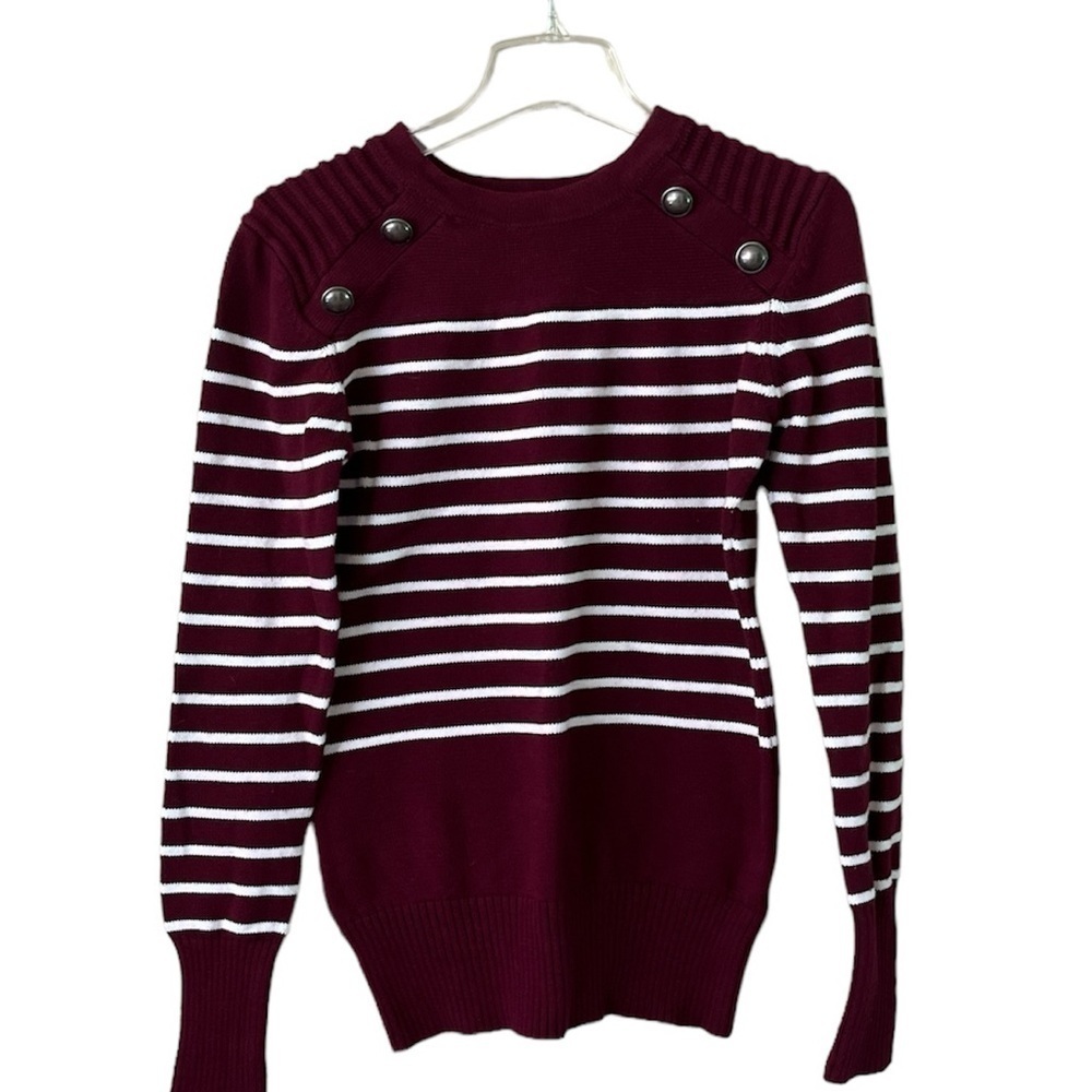 Patty Boutik Sweater Stripe Button Detail Size XL Long Sleeves Ribbed Shoulder